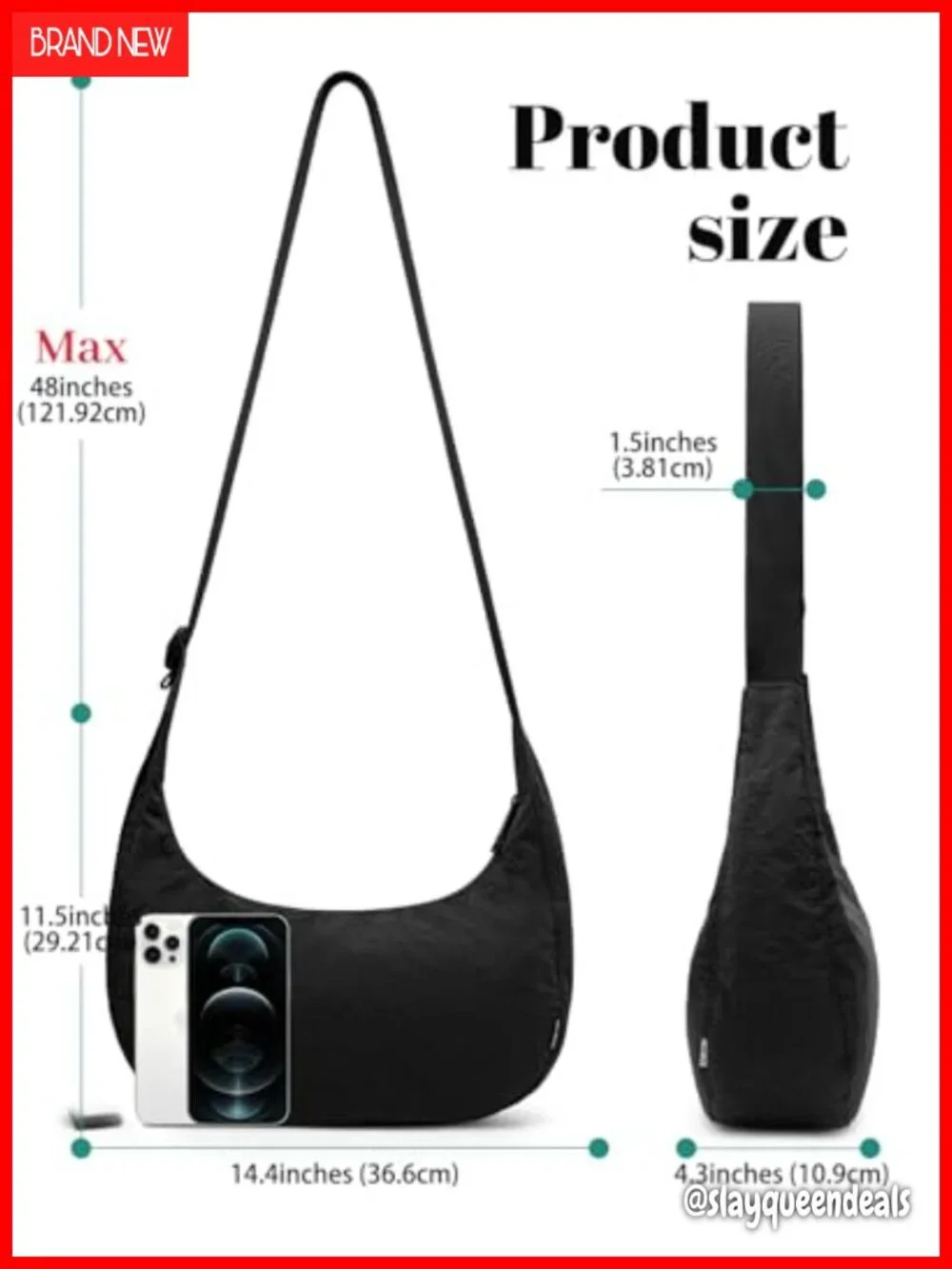 Nylon Crescent Crossbody Hobo Bag Adjustable Strap